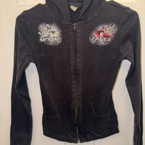 Women’s Zip-Up Hoodie with Bird Graphic